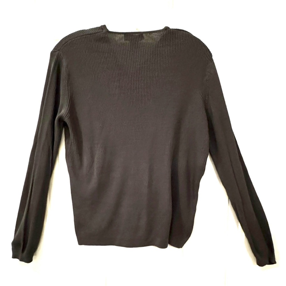 BOGO > Banana Republic Olive Ribbed Long Sleeve V Neck Silk Cardigan *EUC - Picture 2 of 4
